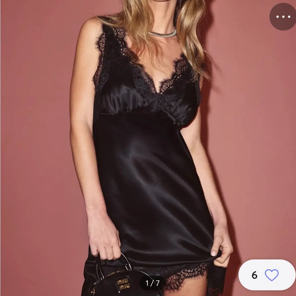 Reformation Cecily Satin Dress Black - Size S